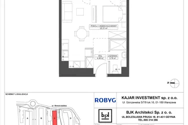 Rzut - Mieszkanie na sprzedaż 1 pokój o powierzchni 33,35 m² - numer C.5M07 w Foresteria