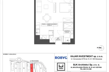 Rzut - Mieszkanie na sprzedaż 1 pokój o powierzchni 33,71 m² - numer C.4M04 w Foresteria