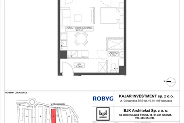Rzut - Mieszkanie na sprzedaż 1 pokój o powierzchni 34,67 m² - numer C.4M08 w Foresteria