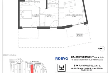Rzut - Mieszkanie na sprzedaż 3 pokoje o powierzchni 64,6 m² - numer C.0M15 w Foresteria