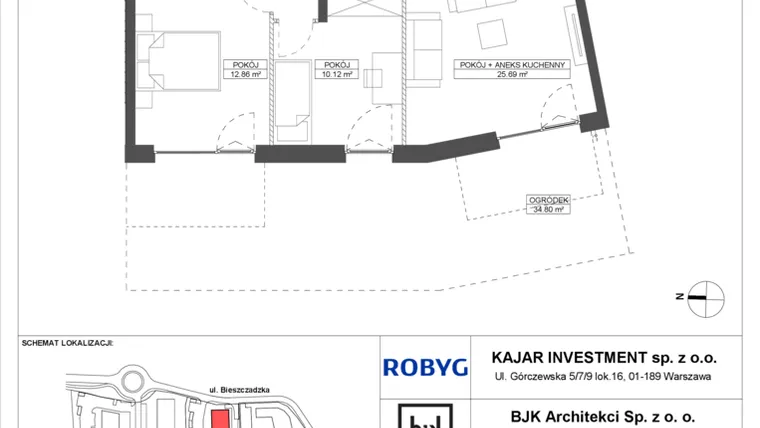Rzut - Mieszkanie na sprzedaż 3 pokoje o powierzchni 64,6 m² - numer C.0M15 w Foresteria
