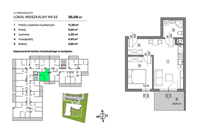 Rzut - Mieszkanie na sprzedaż 2 pokoje o powierzchni 36,06 m² - numer 53 w Nova Radiostacja