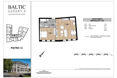 Rzut - Mieszkanie na sprzedaż 2 pokoje o powierzchni 54,54 m² - numer 2.08 w Baltic Luxury 2