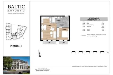 Rzut - Mieszkanie na sprzedaż 2 pokoje o powierzchni 48,61 m² - numer 1.06 w Baltic Luxury 2
