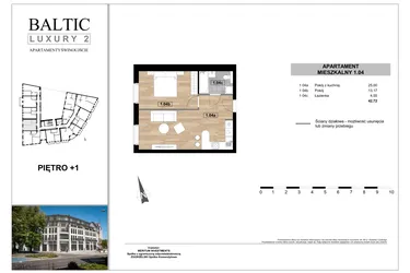 Rzut - Mieszkanie na sprzedaż 2 pokoje o powierzchni 42,72 m² - numer 1.04 w Baltic Luxury 2