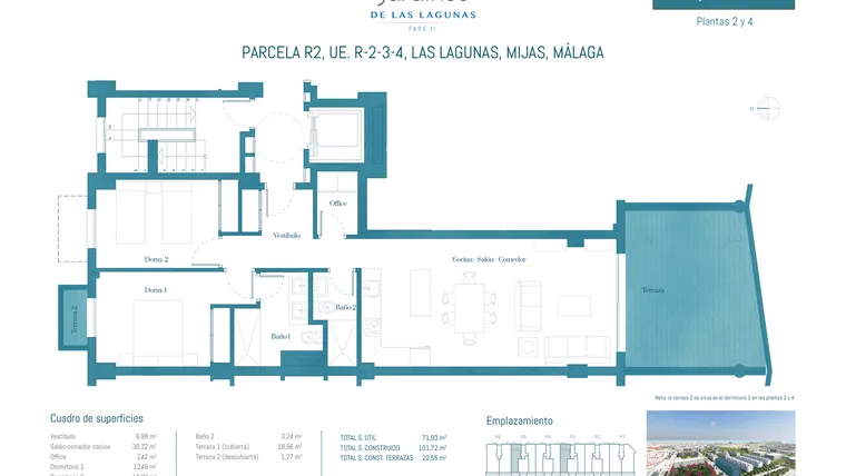 Rzut - Mieszkanie na sprzedaż 2 pokoje o powierzchni 101,72 m² - numer jl2-34c w Jardines de las Lagunas