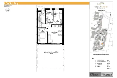 Rzut - Mieszkanie na sprzedaż 3 pokoje o powierzchni 50,72 m² - numer M3 w Villa Stoki (mieszkania)