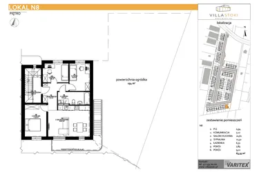 Rzut - Mieszkanie na sprzedaż 4 pokoje o powierzchni 63,55 m² - numer N8 w Villa Stoki (mieszkania)