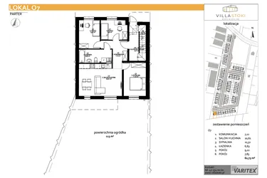 Rzut - Mieszkanie na sprzedaż 4 pokoje o powierzchni 62,73 m² - numer O7 w Villa Stoki (mieszkania)