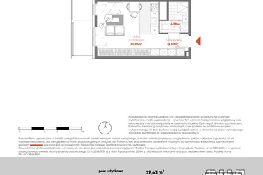 Rzut - Mieszkanie na sprzedaż 1 pokój o powierzchni 29,63 m² - numer F.03.07 w Pierwsza Dzielnica - etap III