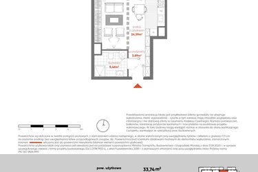 Rzut - Mieszkanie na sprzedaż 1 pokój o powierzchni 33,74 m² - numer F.04.01 w Pierwsza Dzielnica - etap III