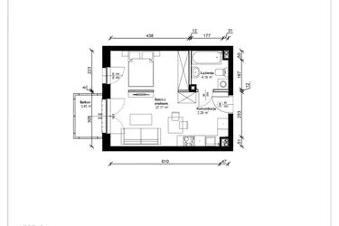 Rzut - Mieszkanie na sprzedaż 1 pokój o powierzchni 34,1 m² - numer B.1.38.1a w ATRIUM