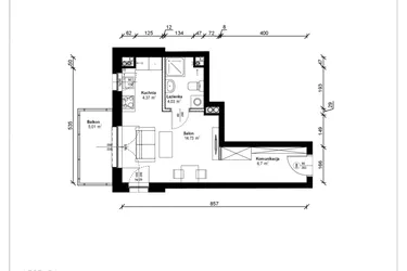 Rzut - Mieszkanie na sprzedaż 1 pokój o powierzchni 30,14 m² - numer B.1.39.1k w ATRIUM