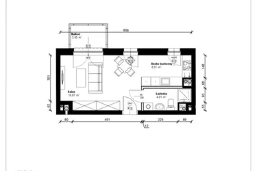 Rzut - Mieszkanie na sprzedaż 1 pokój o powierzchni 29,43 m² - numer B.2.45.1k w ATRIUM