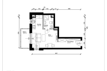 Rzut - Mieszkanie na sprzedaż 1 pokój o powierzchni 30,17 m² - numer B.2.59.1k w ATRIUM
