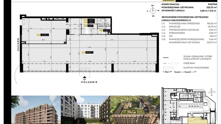 Rzut - Lokal użytkowy na sprzedaż 1 pokój o powierzchni 223,72 m² - numer L1 w Tarasy Śląskie