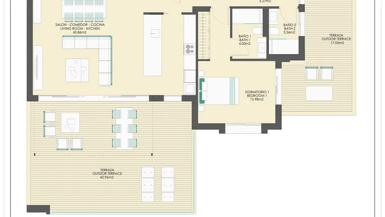 Rzut - Mieszkanie na sprzedaż 3 pokoje o powierzchni 153,03 m² - numer B24B w Arrecife by UrbinCasa