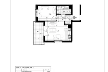 Rzut - Mieszkanie na sprzedaż 2 pokoje o powierzchni 36,28 m² - numer C1.11 w Centralna 51C