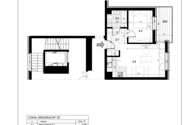 Rzut - Mieszkanie na sprzedaż 2 pokoje o powierzchni 41,13 m² - numer C1.20 w Centralna 51C