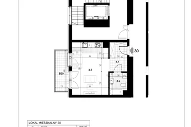 Rzut - Mieszkanie na sprzedaż 1 pokój o powierzchni 33,71 m² - numer C1.30 w Centralna 51C
