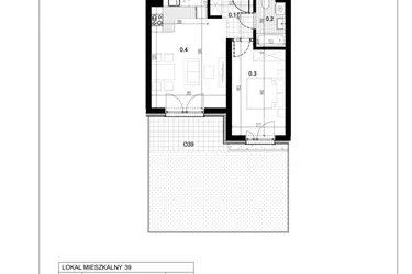 Rzut - Mieszkanie na sprzedaż 2 pokoje o powierzchni 40,62 m² - numer C2.39 w Centralna 51C