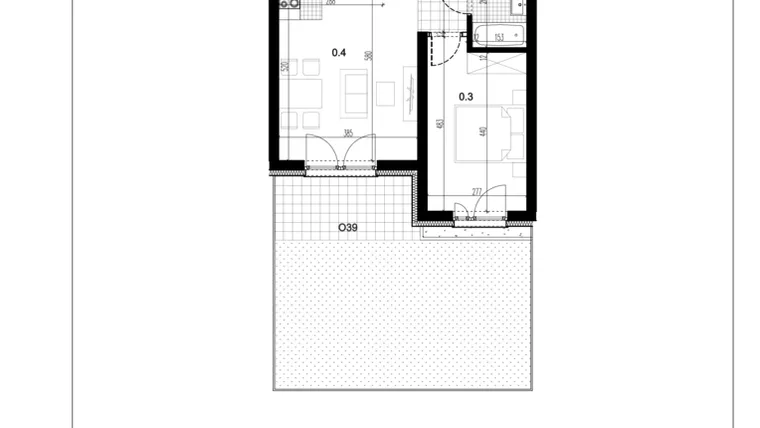 Rzut - Mieszkanie na sprzedaż 2 pokoje o powierzchni 40,62 m² - numer C2.39 w Centralna 51C