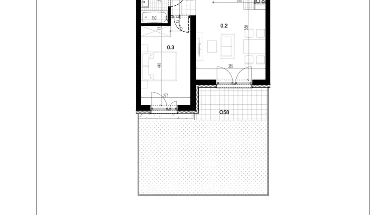 Rzut - Mieszkanie na sprzedaż 2 pokoje o powierzchni 40,62 m² - numer C2.58 w Centralna 51C