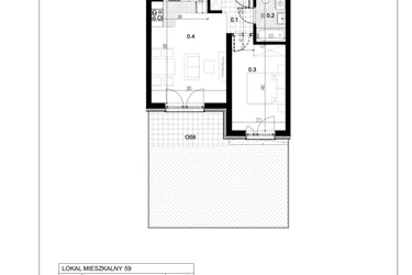 Rzut - Mieszkanie na sprzedaż 2 pokoje o powierzchni 40,62 m² - numer C2.59 w Centralna 51C