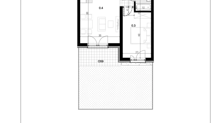 Rzut - Mieszkanie na sprzedaż 2 pokoje o powierzchni 40,62 m² - numer C2.59 w Centralna 51C