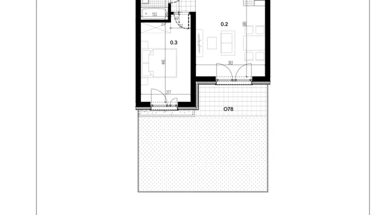 Rzut - Mieszkanie na sprzedaż 2 pokoje o powierzchni 40,47 m² - numer C2.78 w Centralna 51C