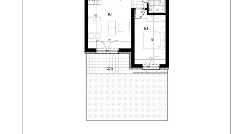 Rzut - Mieszkanie na sprzedaż 2 pokoje o powierzchni 40,62 m² - numer C2.79 w Centralna 51C