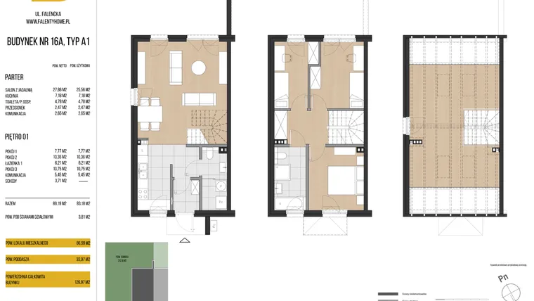 Rzut - Dom na sprzedaż 4 pokoje o powierzchni 86,99 m² - numer 16A w Falenty Home II