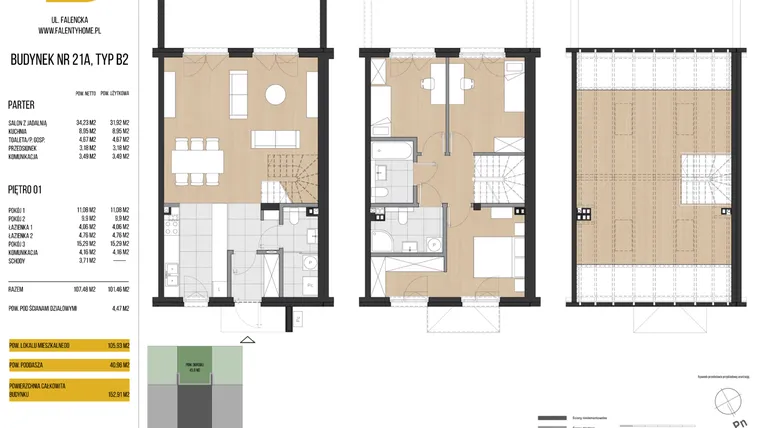 Rzut - Dom na sprzedaż 4 pokoje o powierzchni 105,93 m² - numer 21A w Falenty Home II