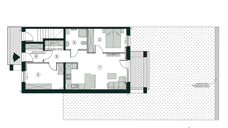 Rzut - Mieszkanie na sprzedaż 3 pokoje o powierzchni 60,22 m² - numer J1 w Aleja Wiśniowa Pogórze