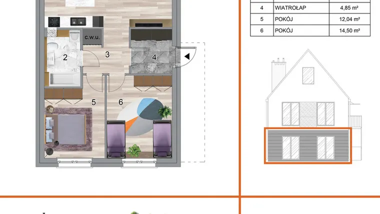 Rzut - Mieszkanie na sprzedaż 3 pokoje o powierzchni 73,91 m² - numer 12B1 w Osiedle Tymiankowe w Krzeptowie