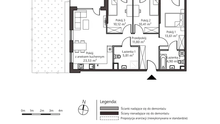 Rzut - Mieszkanie na sprzedaż 4 pokoje o powierzchni 80,18 m² - numer 5A/3 w Nowy Goszyn