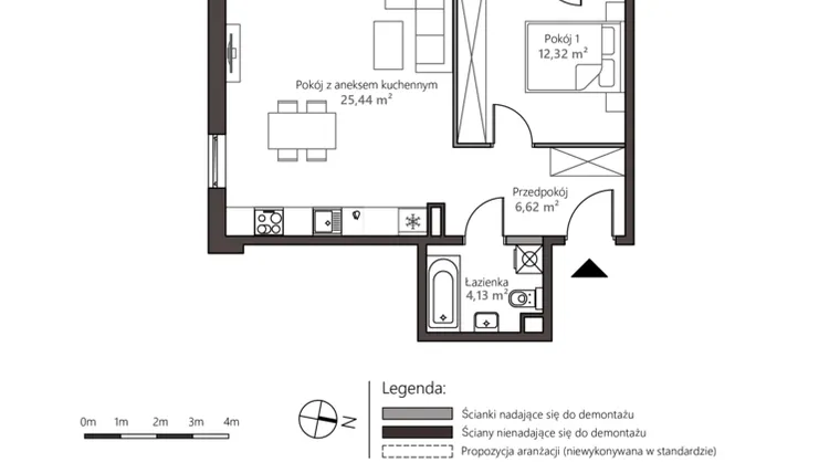 Rzut - Mieszkanie na sprzedaż 2 pokoje o powierzchni 48,51 m² - numer 5A/7 w Nowy Goszyn