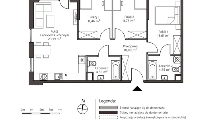 Rzut - Mieszkanie na sprzedaż 4 pokoje o powierzchni 80,18 m² - numer 5B/10 w Nowy Goszyn