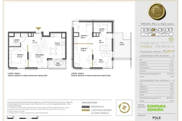 Rzut - Mieszkanie na sprzedaż 5 pokoi o powierzchni 83,45 m² - numer WKJ-LM-12 w Wola Księcia Janusza