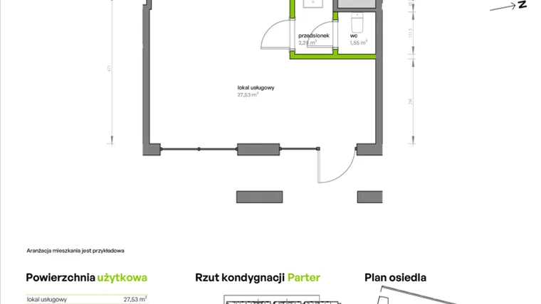 Rzut - Lokal użytkowy na sprzedaż 1 pokój o powierzchni 31,23 m² - numer U.2 w Unii Lubelskiej Vita