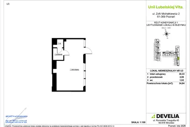 Rzut - Lokal użytkowy na sprzedaż 1 pokój o powierzchni 34,84 m² - numer U.3 w Unii Lubelskiej Vita