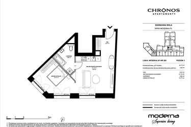 Rzut - Mieszkanie na sprzedaż 2 pokoje o powierzchni 44,13 m² - numer 320 w Chronos etap II