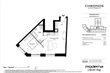 Rzut - Mieszkanie na sprzedaż 2 pokoje o powierzchni 43,85 m² - numer 320 w Chronos etap II