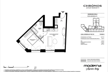 Rzut - Mieszkanie na sprzedaż 2 pokoje o powierzchni 44,13 m² - numer 519 w Chronos etap II