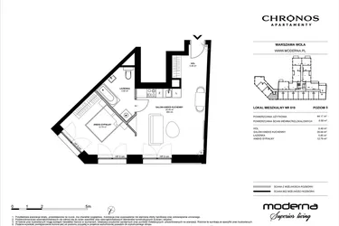Rzut - Mieszkanie na sprzedaż 2 pokoje o powierzchni 44,17 m² - numer 519 w Chronos etap II