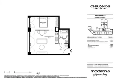 Rzut - Mieszkanie na sprzedaż 2 pokoje o powierzchni 44,93 m² - numer 521 w Chronos etap II