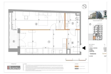 Rzut - Mieszkanie na sprzedaż 2 pokoje o powierzchni 56,76 m² - numer A2/13 w 5th Avenue Apartments