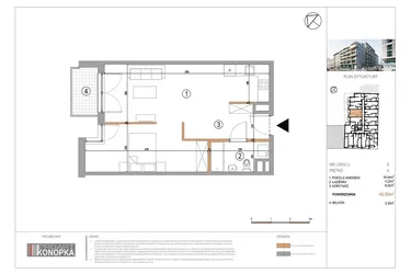 Rzut - Mieszkanie na sprzedaż 1 pokój o powierzchni 46,59 m² - numer A4/2 w 5th Avenue Apartments