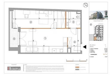 Rzut - Mieszkanie na sprzedaż 2 pokoje o powierzchni 56,77 m² - numer A4/13 w 5th Avenue Apartments