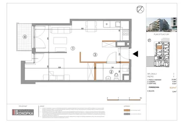 Rzut - Mieszkanie na sprzedaż 1 pokój o powierzchni 43,91 m² - numer A5/3 w 5th Avenue Apartments